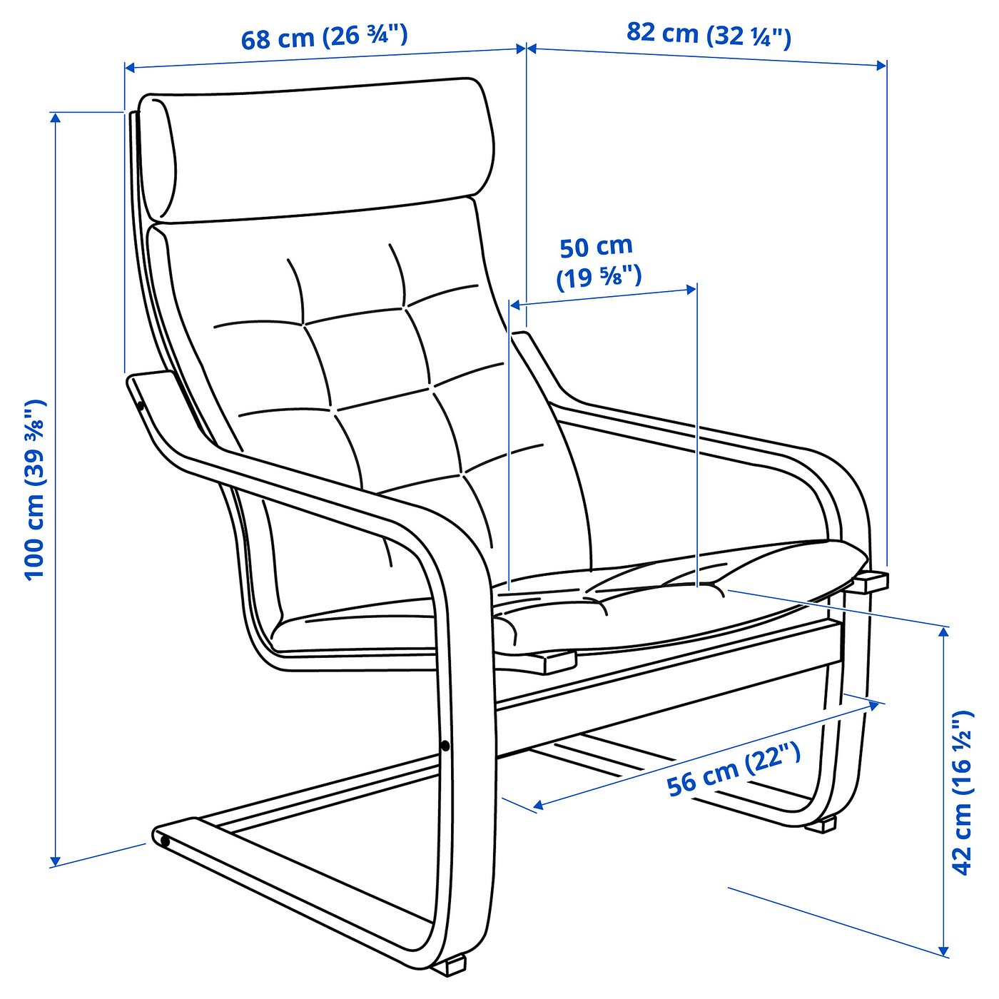 POÄNG armchair, walnut effect/Grann black - IKEA