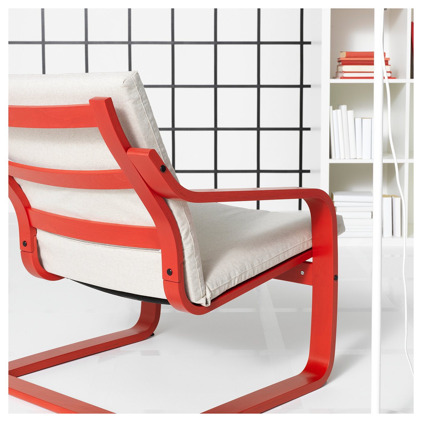 POÄNG low-back armchair, red/Katorp natural/beige - IKEA