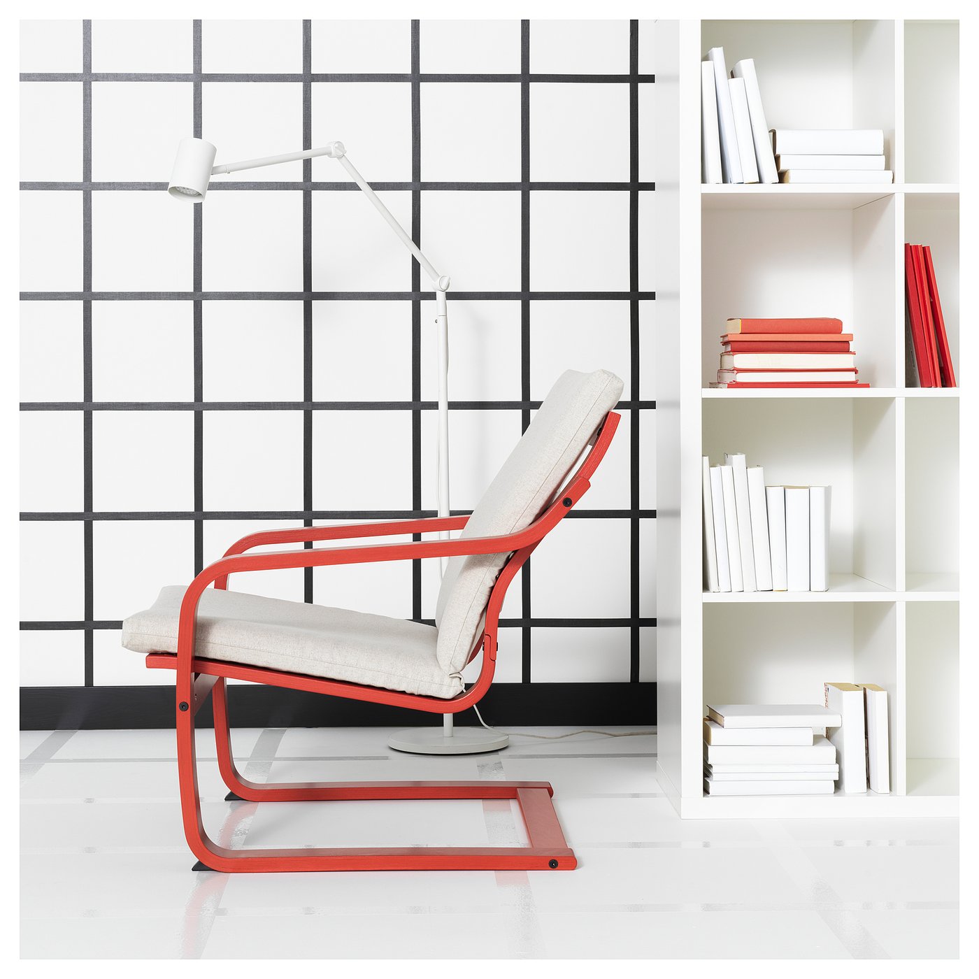 POÄNG low-back armchair, red/Katorp natural/beige - IKEA