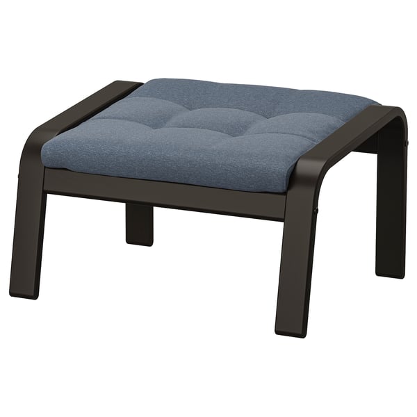 POÄNG Ottoman, black-brown/Gunnared blue