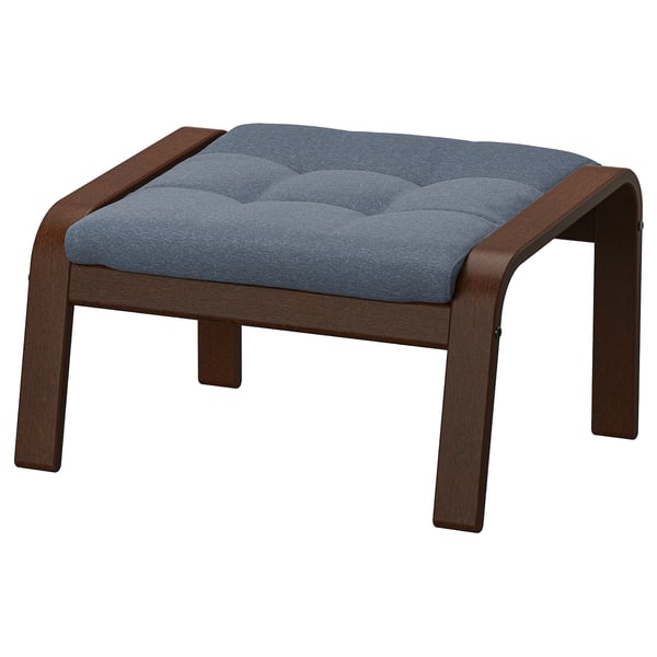 POÄNG Ottoman, brown/Gunnared blue
