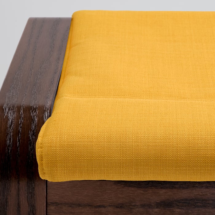POÄNG ottoman, brown/Skiftebo yellow IKEA