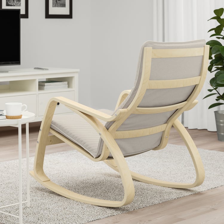 POÄNG rocking chair, birch veneer/Knisa light beige - IKEA