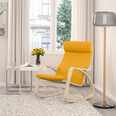 POÄNG Rocking chair, birch veneer/Skiftebo yellow