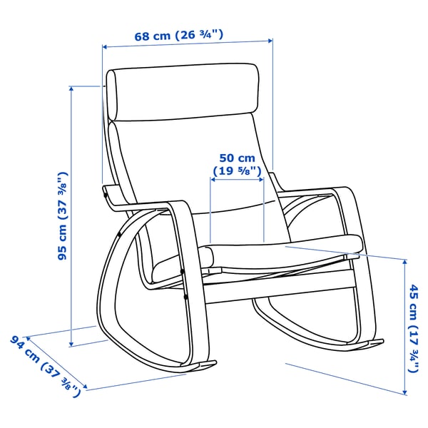 Ikea Poang Rocking Chair Medium Brown with Cushion black