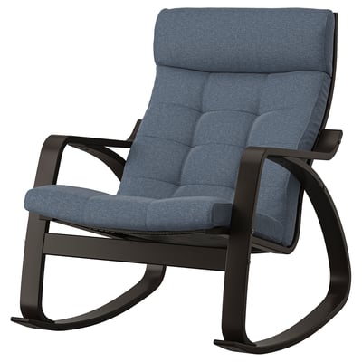 POÄNG Rocking chair, black-brown/Gunnared blue