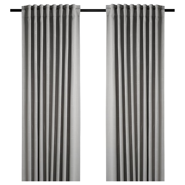 PRAKTTIDLÖSA Room darkening curtains, 1 pair, gray, 50x98 "