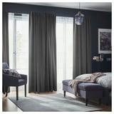 PRAKTTIDLÖSA Room darkening curtains, 1 pair, gray, 50x98 "