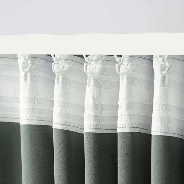 PRAKTTIDLÖSA Room darkening curtains, 1 pair, green, 50x98 "