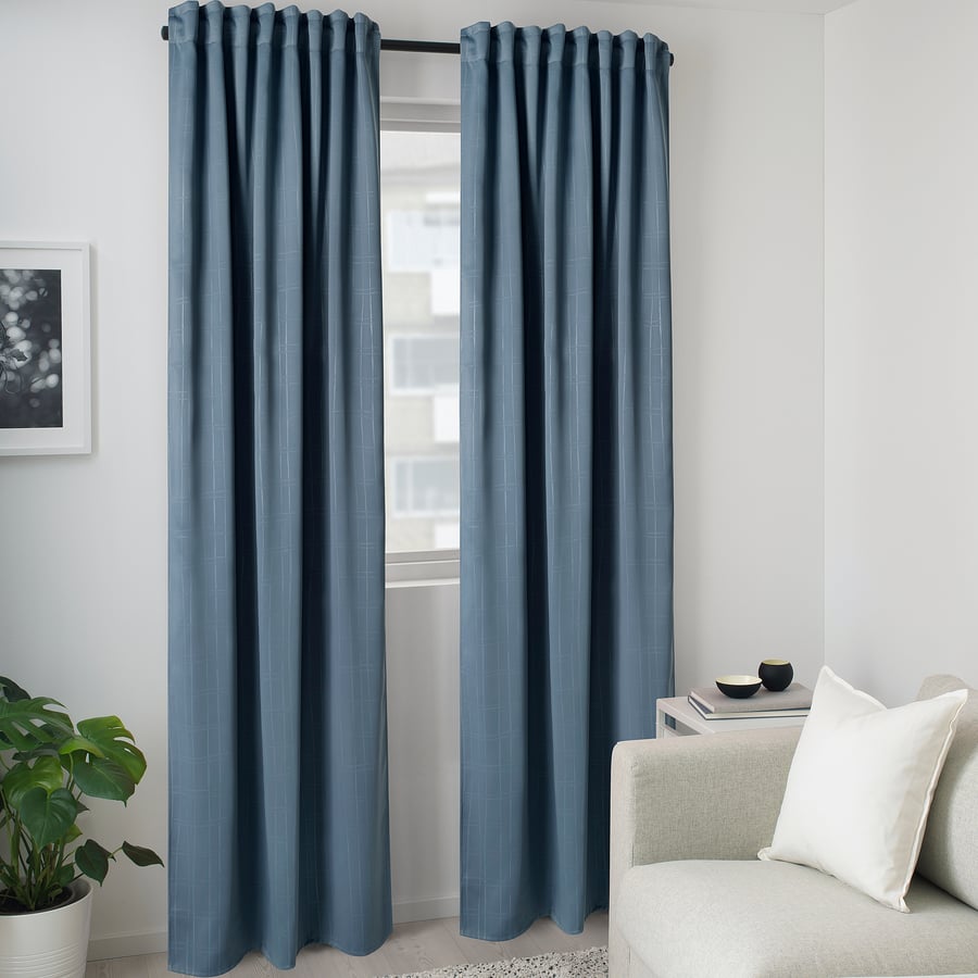 PRAKTTIDLÖSA room darkening curtains, 1 pair, light blue, 50x98" IKEA
