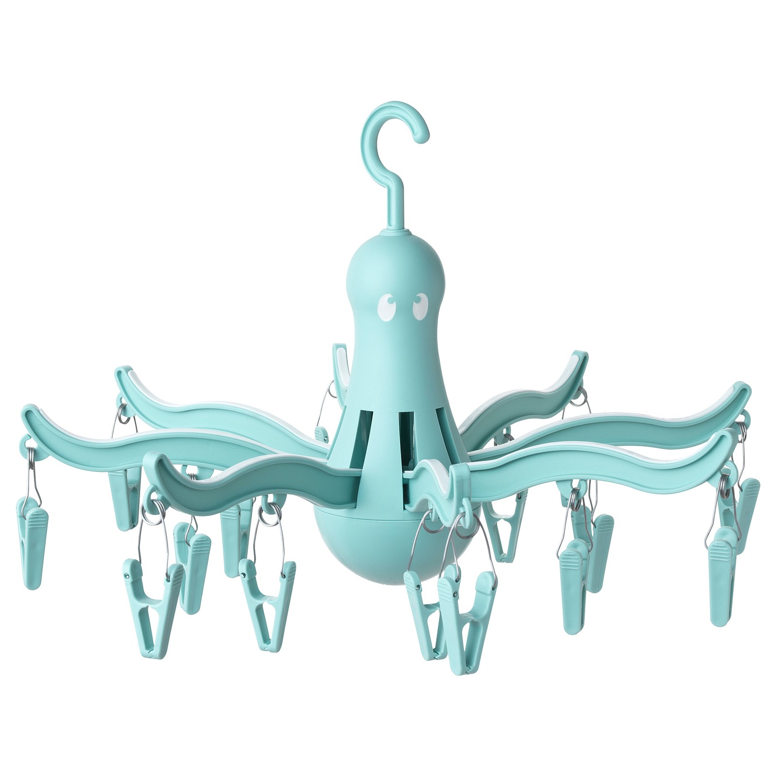 PRESSA Hanging dryer with 16 clothes clips, turquoise IKEA