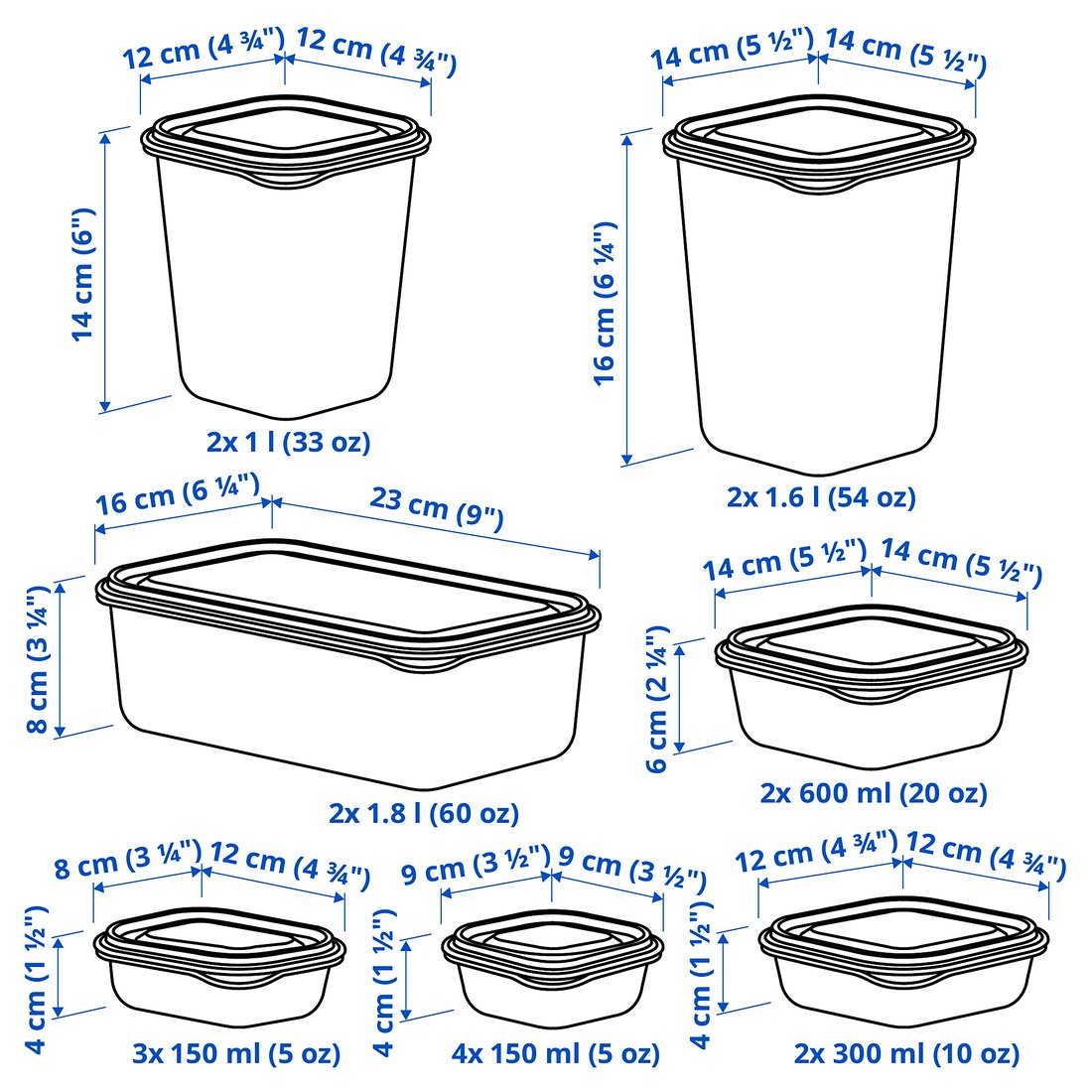 PRUTA Food container with lid, set of 17, green