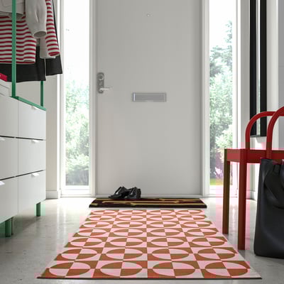 PUBLIKVÄRD Rug, flatwoven, orange/circle pattern, 2 ' 7 "x4 ' 11 "