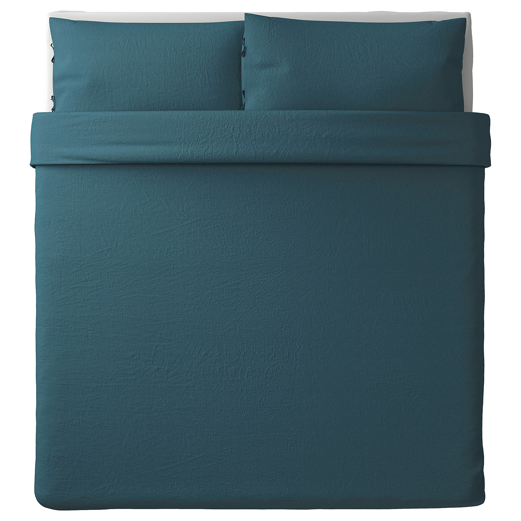 PUDERVIVA Duvet cover and pillowcase(s), dark blue, King IKEA