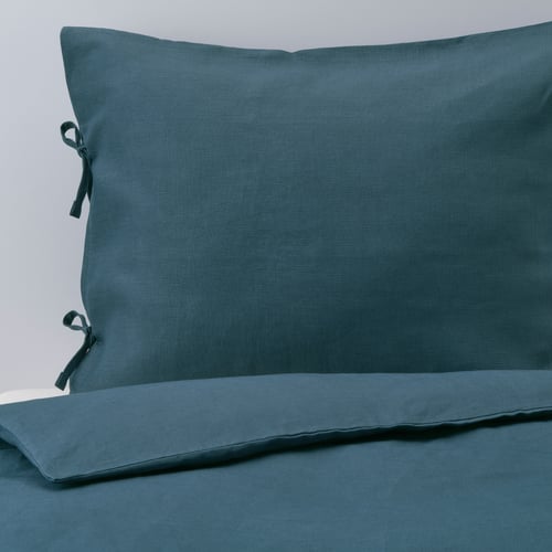 PUDERVIVA Duvet cover and pillowcase(s), dark blue, King IKEA