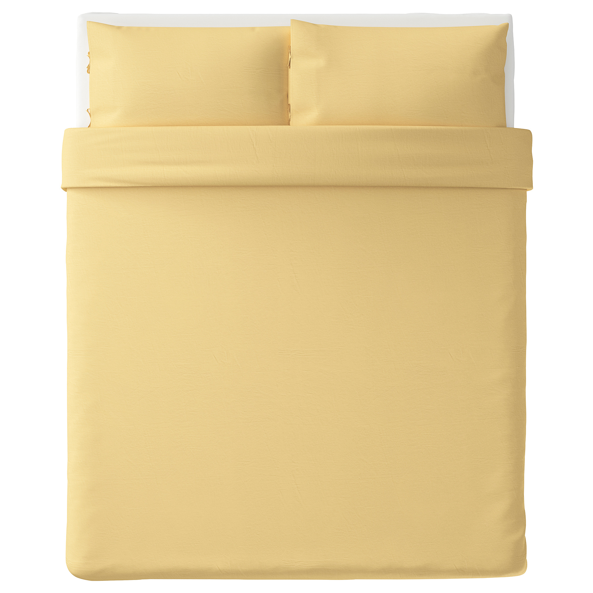 PUDERVIVA Duvet cover and pillowcase(s), light yellow, Full/Queen