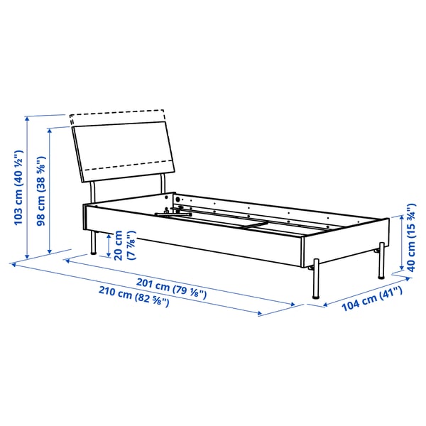 RÅDMANSÖ Bed frame, brown walnut effect/Lönset, Twin