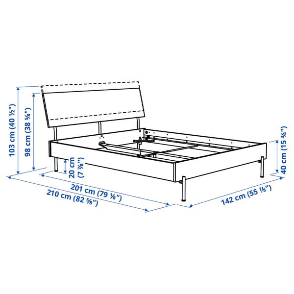 RÅDMANSÖ Bed frame, brown walnut effect/Luröy, Full/Double