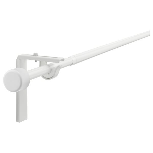 RÄCKA Curtain rod combination, with wall/ceiling brackets/with finials white, 27 ½-47 ¼ "