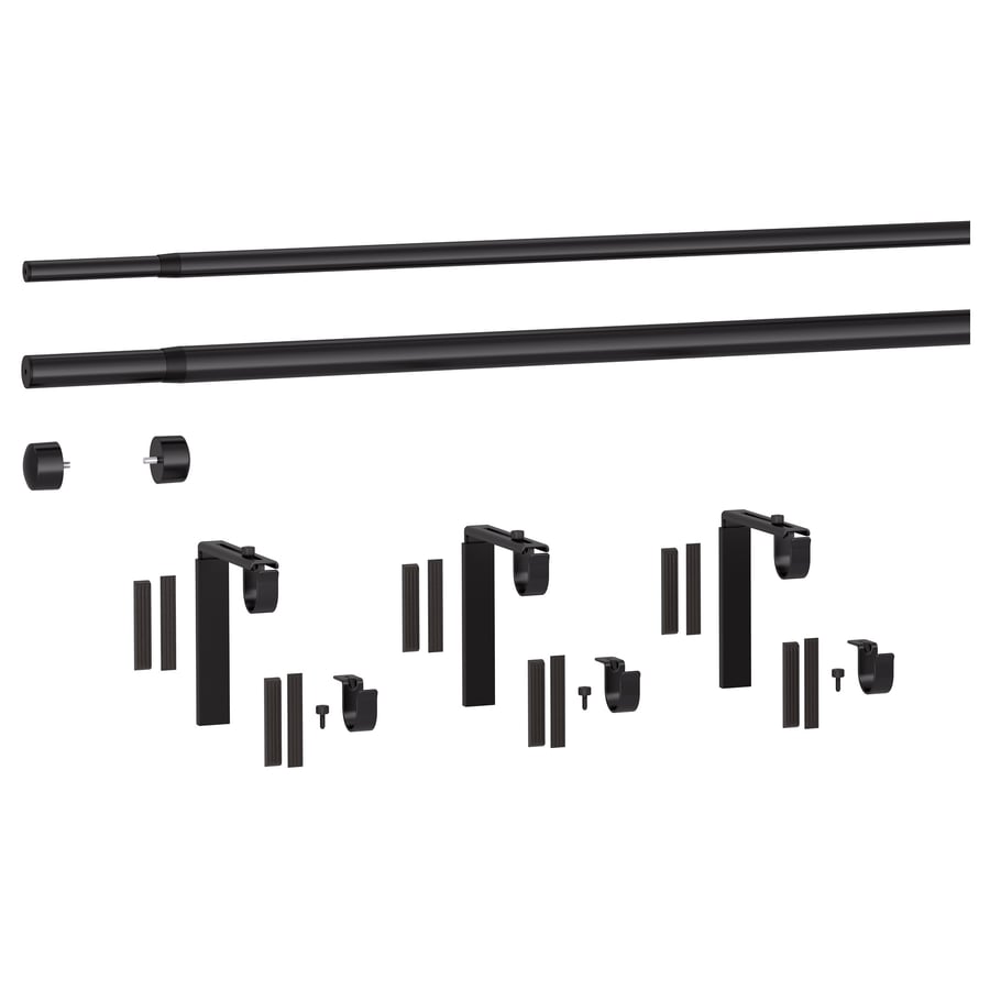 RÄCKA / HUGAD double curtain rod combination, black, 825/81515/8" IKEA