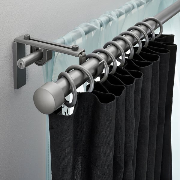 Racka Hugad Double Curtain Rod Combination Silver Color Ikea