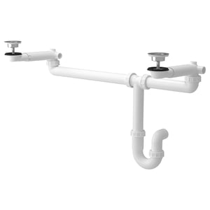Ikea RÄNNILEN white sink drain, stainless strainer.