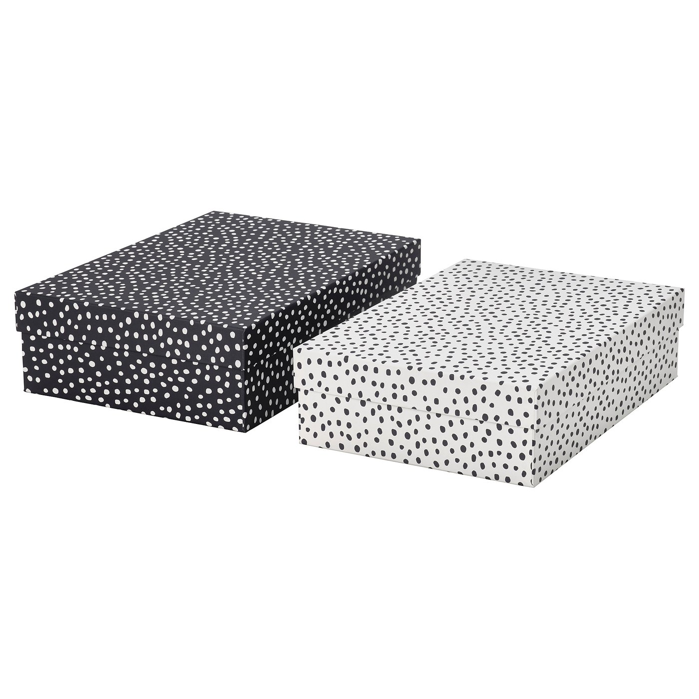 Storage Box With Lid, Set Of 2, Black/White