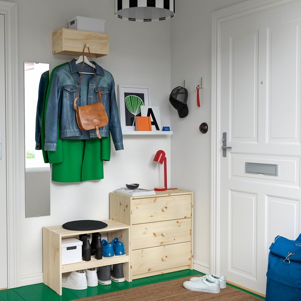 RAGGBERG Coat rack with shelf, pine, 15 3/4x8 1/4x6 3/4 "