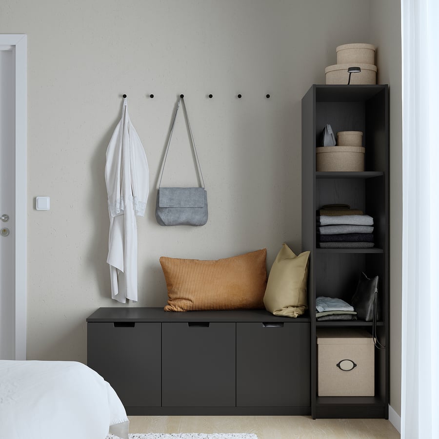 RAKKESTAD open wardrobe, black-brown, 153/8x691/4" - IKEA