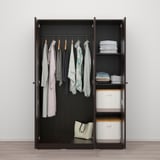 RAKKESTAD Wardrobe with 3 doors, black-brown, 46 1/8x69 1/4 "