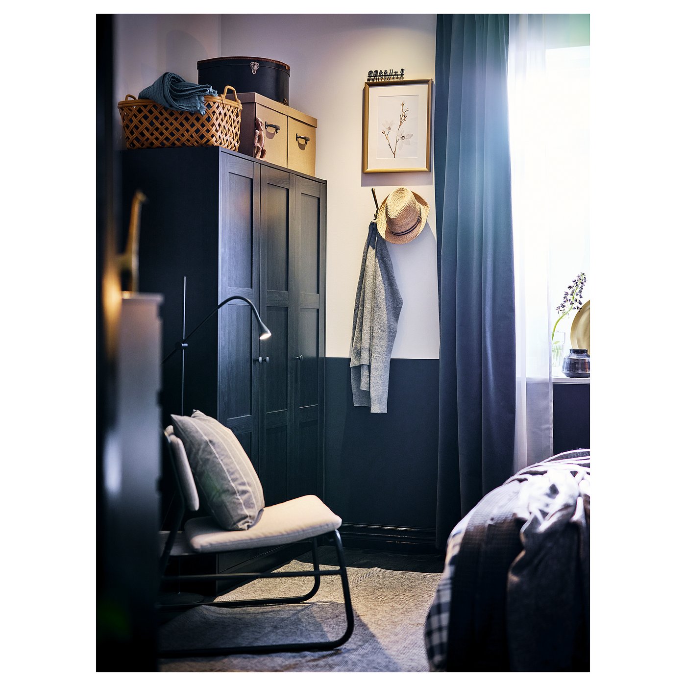 RAKKESTAD wardrobe with 3 doors, black-brown, 461/8x691/4