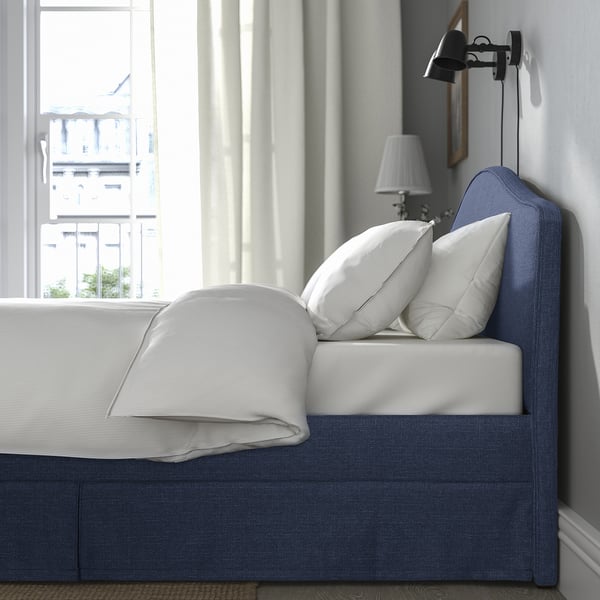 RAMNEFJÄLL Cover for bed frame, Kilanda dark blue, Twin