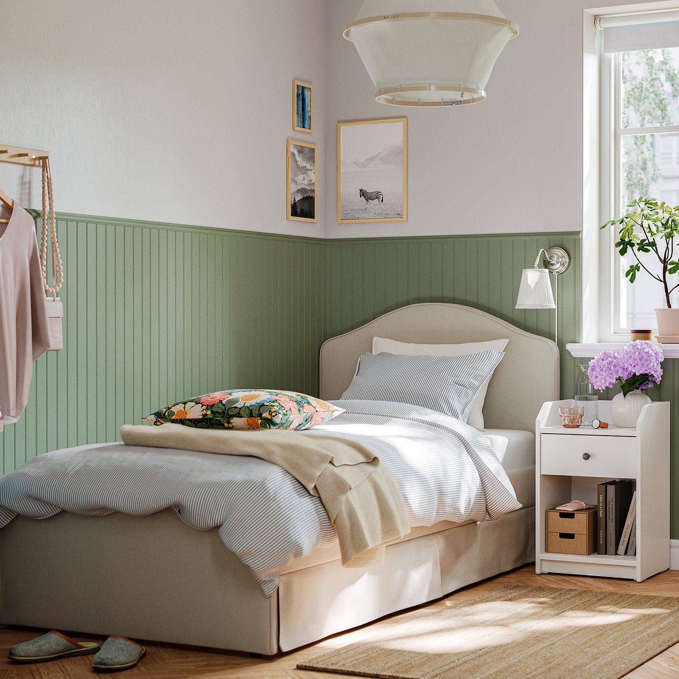RAMNEFJÄLL / HAUGA bedroom furniture, set of 2, Idekulla beige