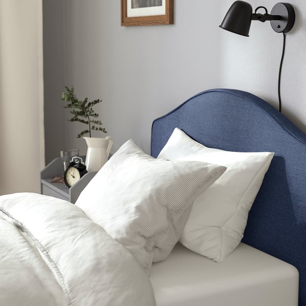 RAMNEFJÄLL Upholstered bed frame, Kilanda dark blue, Twin