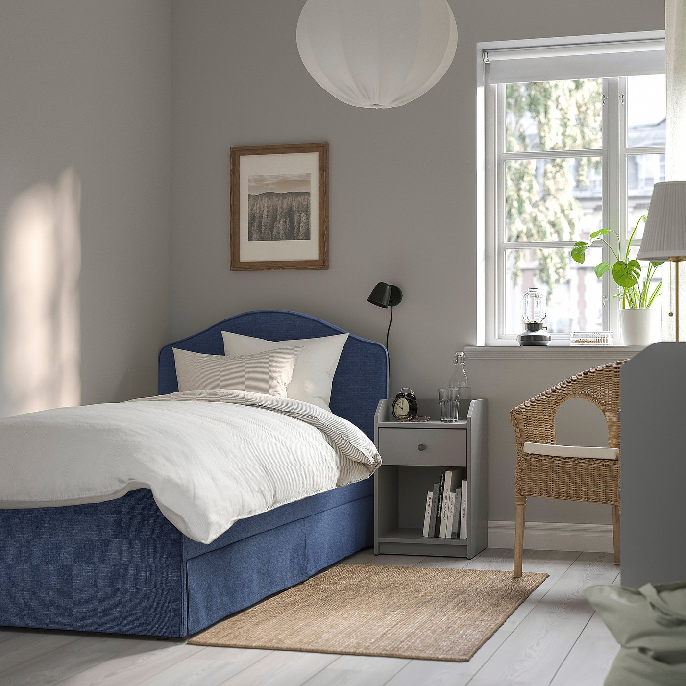 RAMNEFJÄLL upholstered bed frame, Kilanda dark blue, Twin - IKEA