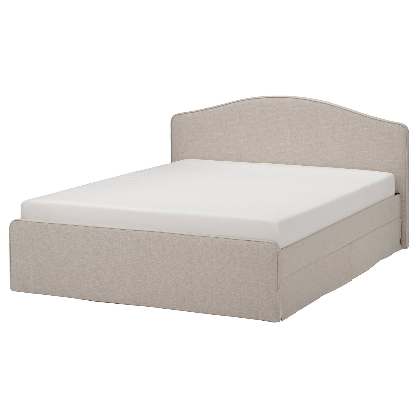 Upholstered bed frame, Kilanda light beige/Luröy, Queen