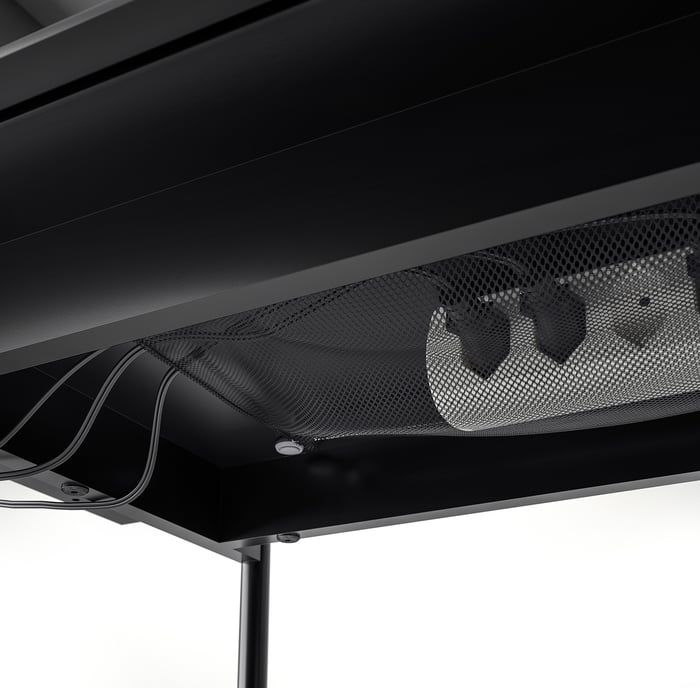 RANNÄS TV unit with doors, black/black glass, 701/8x161/2" IKEA