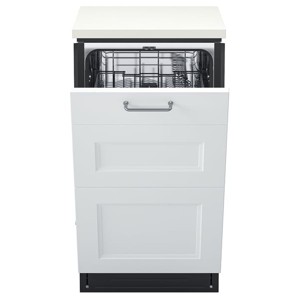 RANSBERG Built-in dishwasher with 3 fronts, Axstad matte white, 18 "