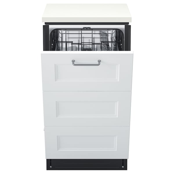 RANSBERG Built-in dishwasher with 3 fronts, Axstad matte white, 18 "