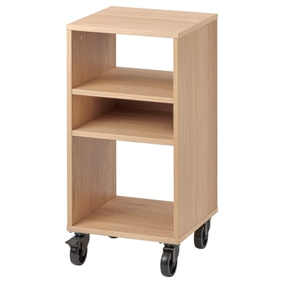 RÅVAROR Open storage unit on casters, oak veneer, 13 3/8x27 1/8 "