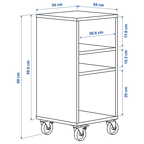 RÅVAROR Open storage unit on casters, oak veneer, 13 3/8x27 1/8 "