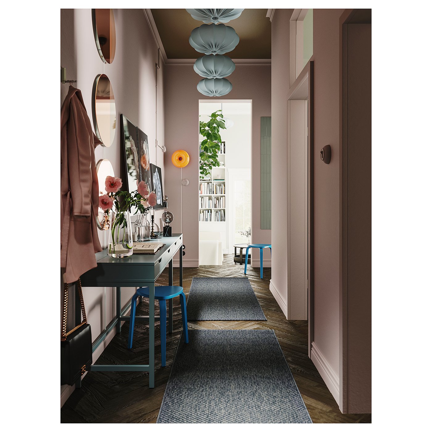 REGNSKUR / HAVSDJUP pendant lamp, turquoise/white, 201/2