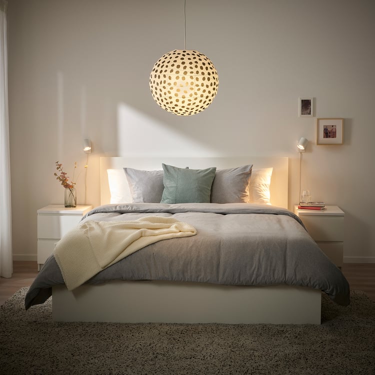 REGOLIT Pendant lamp shade, white/black handmade, 17 ¾" IKEA