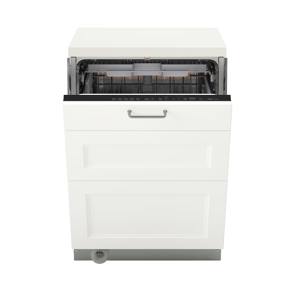 RENGJORD Built-in dishwasher with 3 fronts, Axstad matte white, 24 "
