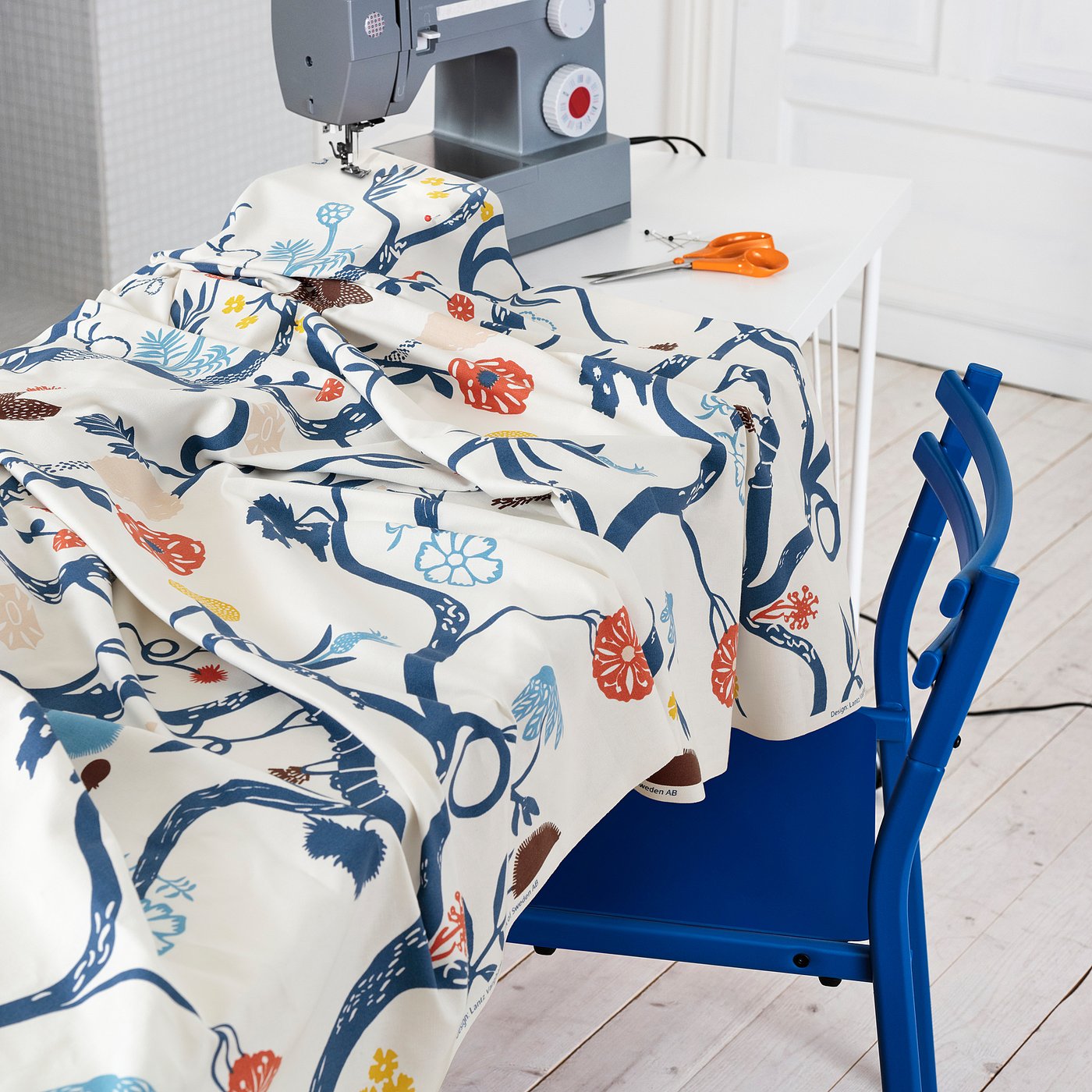 Pre-cut fabric, botanical details/white multicolor 5