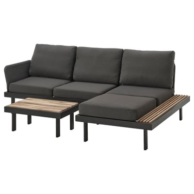 REVSKÄR 3-seat conversation set, outdoor anthracite/Frösön/Duvholmen dark gray