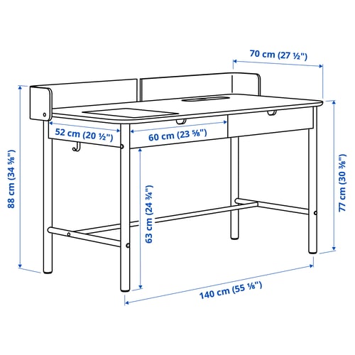 Illustration with measurements for the product: RIDSPÖ.
