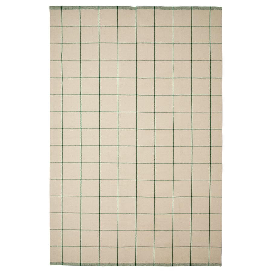 RIDSTIG Rug, flatwoven, off-white/green, 6 ' 7 "x9 ' 10 "