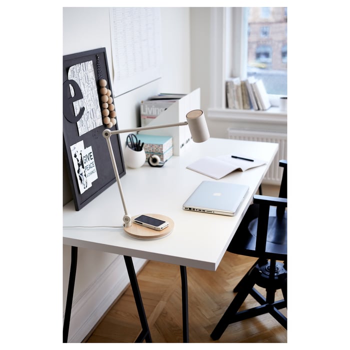RIGGAD LED work lamp w/wireless charging, white IKEA