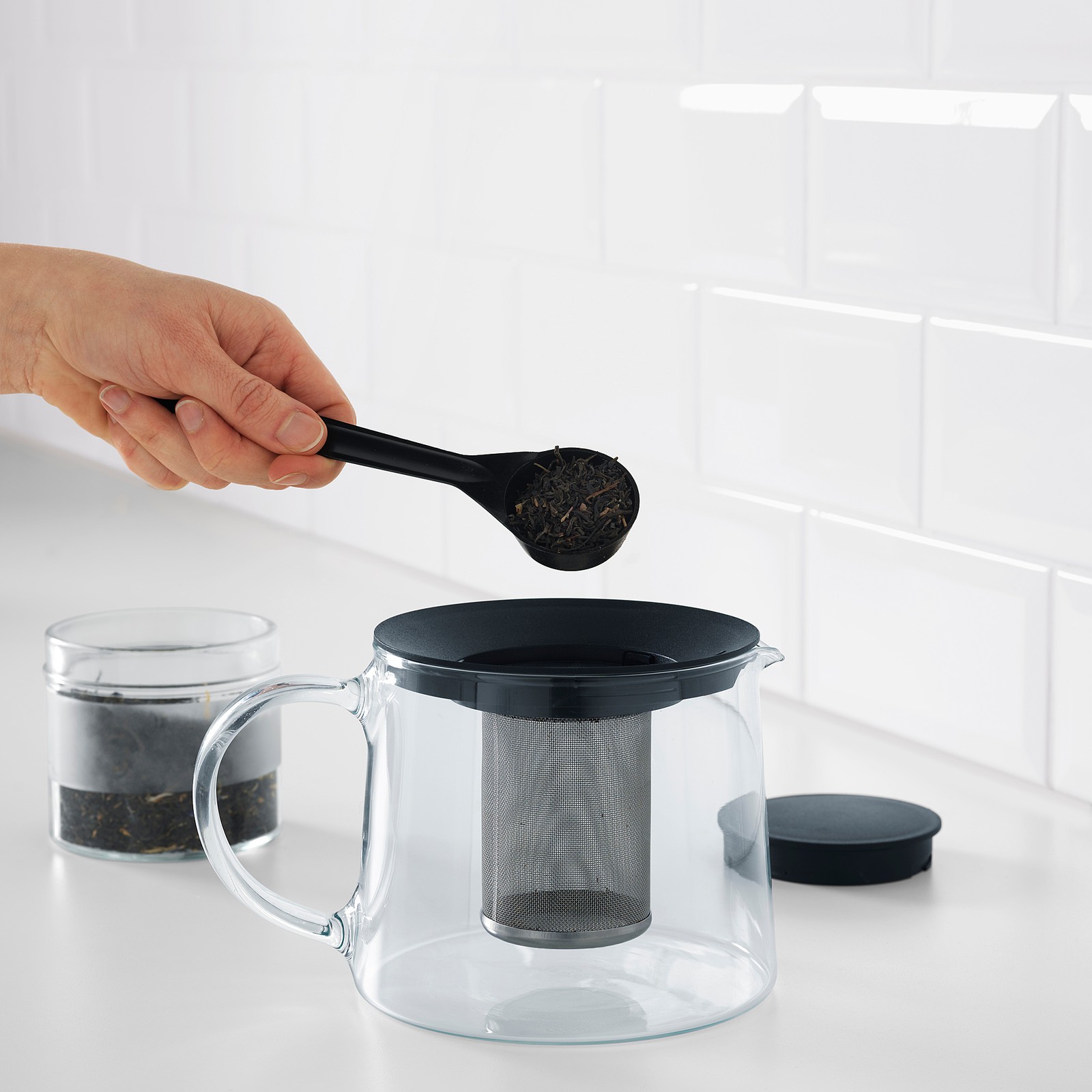 RIKLIG Teapot, glass, Height 5" Volume 1.6 qt IKEA